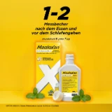 Maaloxan® Suspension – 250ml Flasche – Minze mit der Anwendungsempfehlung: „1–2 Messbecher nach dem Essen und vor dem Schlafengehen, maximal 6 pro Tag.“