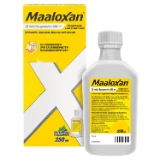 Packung und Flasche von Maaloxan® Suspension – 250ml Flasche – Minze