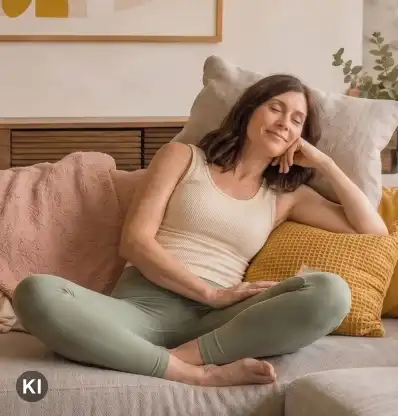 Person entspannt auf einem Sofa
