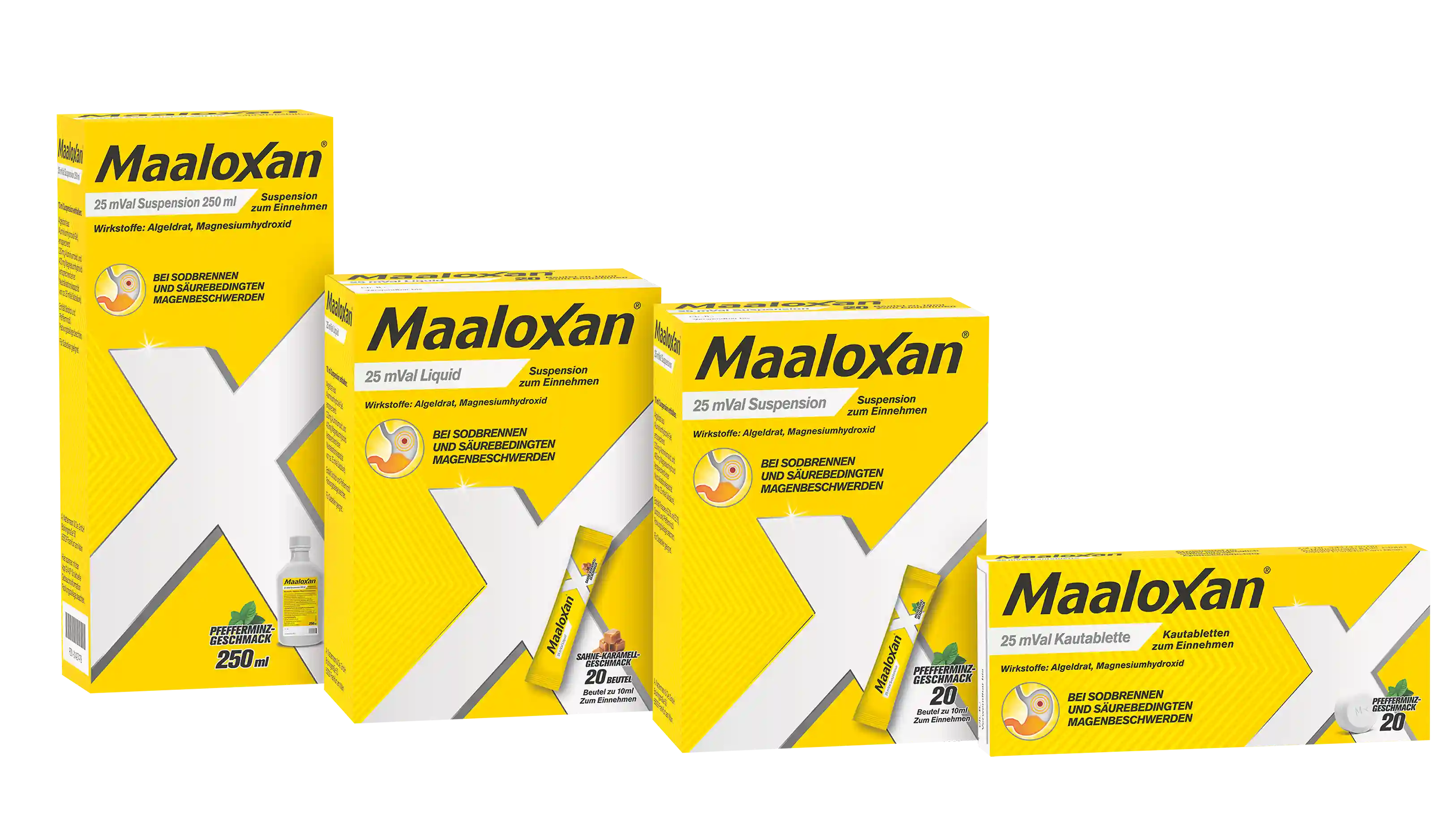 Maaloxan® Suspensionen und Kautabletten