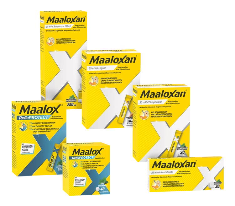 Maaloxan® Suspensionen und Kautabletten