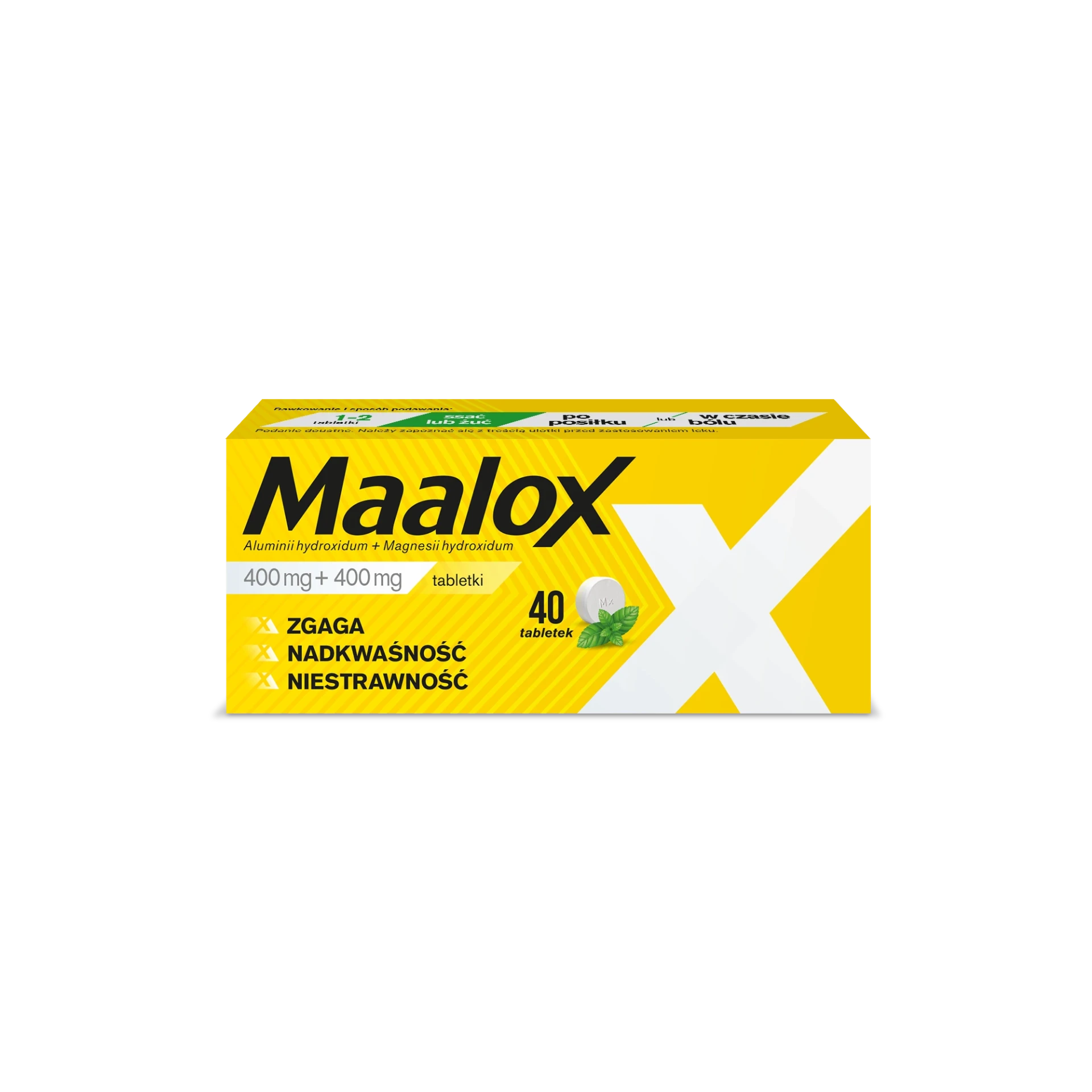 Maalox tabletki na zgagę 400mg + 400mg